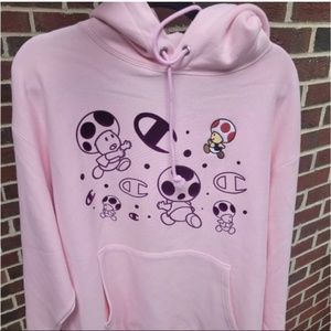 NWT Champion X Super Mario Brothers Reverse Weave Hoodie Toad Mens Size XL